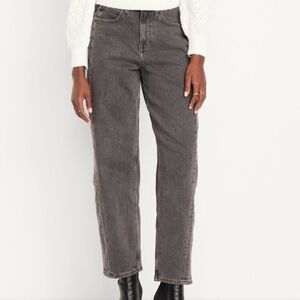 High-Waisted Barrel Ankle Jeans - Gray